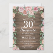 Rustic Floral Pink Peonies Surprise 30th Birthday Kaart (Voorkant)