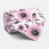 Rustic Floral Pink Sunflower  Stropdas (Opgerold)
