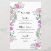 Rustic Floral Pink Waterverf Wedding Menu (Voorkant)