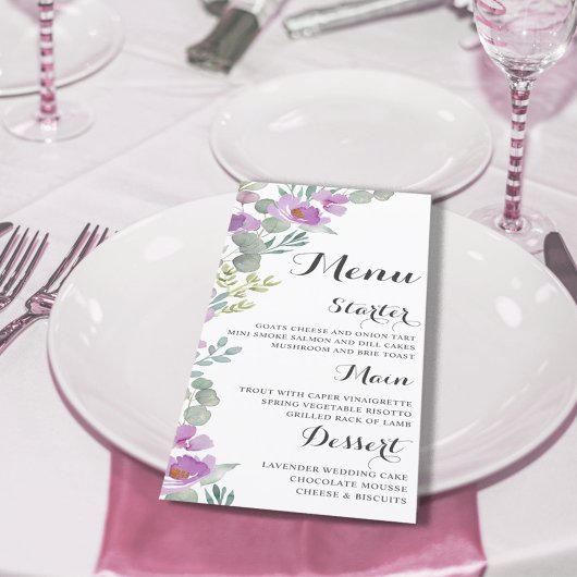 Rustic Floral Pink Waterverf Wedding Menu