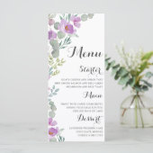 Rustic Floral Pink Waterverf Wedding Menu (Staand voorkant)