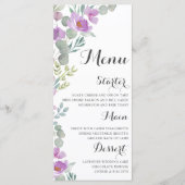 Rustic Floral Pink Waterverf Wedding Menu (Voorkant)