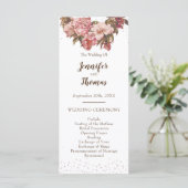 Rustic Floral Pink Wedding Programmakaart (Staand voorkant)