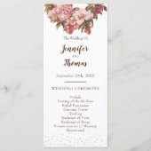 Rustic Floral Pink Wedding Programmakaart (Voorkant)