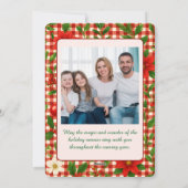 Rustic Floral Plaid 2 Photo Christmas Holiday Card Feestdagenkaart (Achterkant)