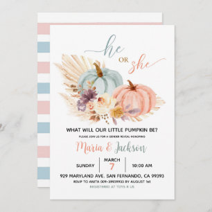 Rustic Floral Pumpkin Baby Gender onthullen Invite Kaart