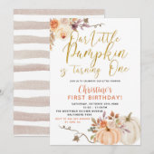 Rustic Floral Pumpkin Birthday Uitnodiging (Voorkant / Achterkant)