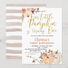 Rustic Floral Pumpkin Birthday Uitnodiging