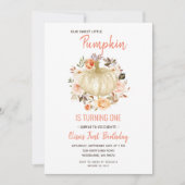 Rustic Floral Pumpkin Birthday Uitnodiging (Voorkant)