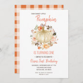 Rustic Floral Pumpkin Birthday Uitnodiging (Voorkant / Achterkant)