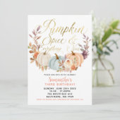 Rustic Floral Pumpkin Birthday Uitnodiging (Staand voorkant)