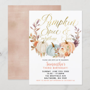 Rustic Floral Pumpkin Birthday Uitnodiging