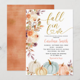 Rustic Floral Pumpkin Bridal Shower Kaart