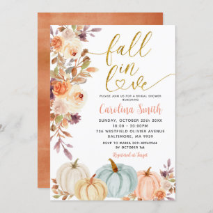 Rustic Floral Pumpkin Bridal Shower Kaart
