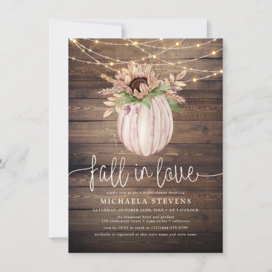 Rustic Floral Pumpkin Herfst in Love Vrijgezellenf Kaart (Voorkant)