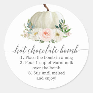 Rustic Floral Pumpkin Hot Chocolate Bomb Favor Cla Ronde Sticker
