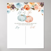 Rustic Floral Pumpkin Mint en Peach Voting Poster (Voorkant)