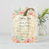 Rustic Floral Pumpkin Peach Coral White Shiplap Kaart (Staand voorkant)