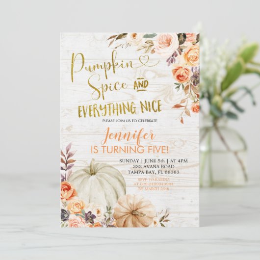 Rustic Floral Pumpkin-specerijen en alles wat ik l Kaart (Staand voorkant)
