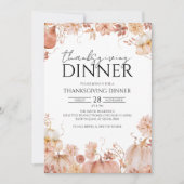 Rustic Floral Pumpkin Thanksgiving Dinner Kaart (Voorkant)