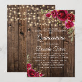 Rustic Floral Quinceañera 15th Kaart (Voorkant / Achterkant)