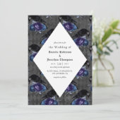 Rustic Floral Raven Gothic Wedding Kaart (Staand voorkant)