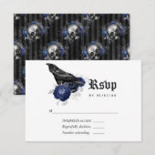 Rustic Floral Raven Gothic Wedding RSVP Kaartje (Voorkant / Achterkant)