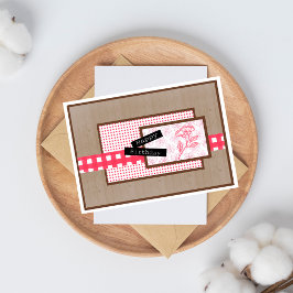 Rustic Floral Red Birthday Kaart