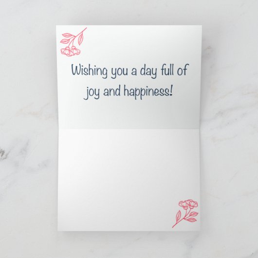 Rustic Floral Red Birthday Kaart (Binnen)