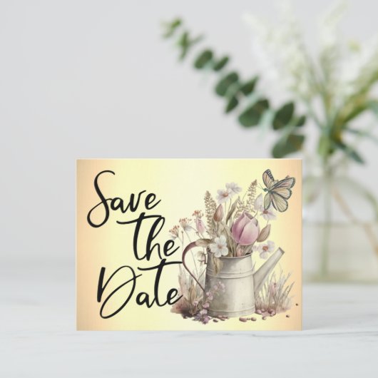 Rustic Floral redt de date Family Reunion Aankondigingskaart (Staand voorkant)