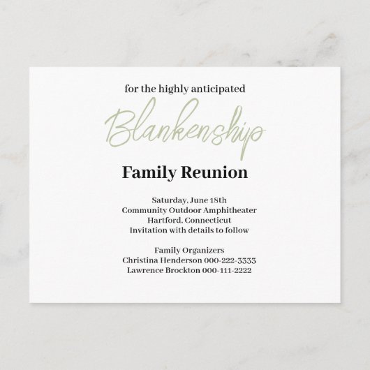 Rustic Floral redt de date Family Reunion Aankondigingskaart (Achterkant)