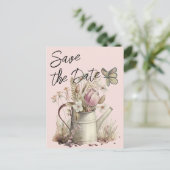 Rustic Floral redt de date Family Reunion Aankondigingskaart (Staand voorkant)