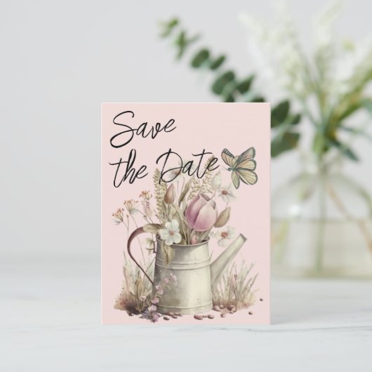 Rustic Floral redt de date Family Reunion Aankondigingskaart (Staand voorkant)