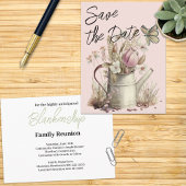 Rustic Floral redt de date Family Reunion Aankondigingskaart