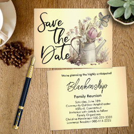 Rustic Floral redt de date Family Reunion Aankondigingskaart