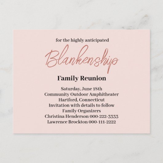 Rustic Floral redt de date Family Reunion Aankondigingskaart (Achterkant)