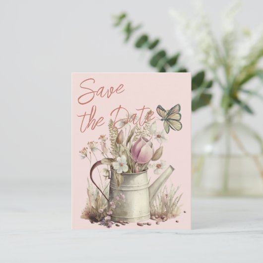 Rustic Floral redt de date Family Reunion Aankondigingskaart (Staand voorkant)