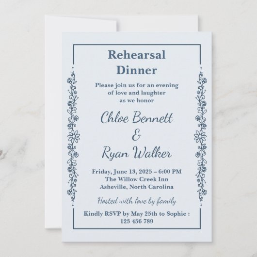 Rustic Floral Rehearsal Dinner Kaart (Voorkant)