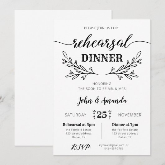 Rustic Floral repetition Kaart (Voorkant / Achterkant)