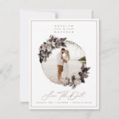 Rustic Floral Roos Gold Geformatteerde foto's en k Save The Date (Voorkant)