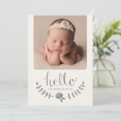 Rustic Floral Roos Simple Collage Baby Announceme Aankondiging (Staand voorkant)
