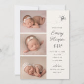 Rustic Floral Roos Simple Collage Baby Announceme Aankondiging (Achterkant)