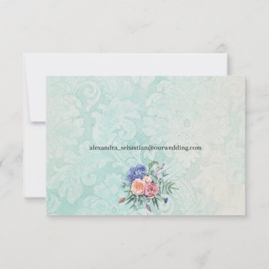 Rustic Floral Rozen en Hydrangea Wedding RSVP (Achterkant)