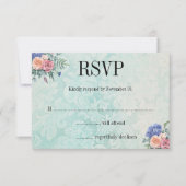 Rustic Floral Rozen en Hydrangea Wedding RSVP Kaartje (Voorkant)