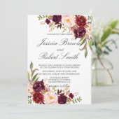 Rustic Floral, Rustic Wedding Kaart (Staand voorkant)