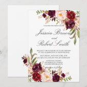 Rustic Floral, Rustic Wedding Kaart (Voorkant / Achterkant)