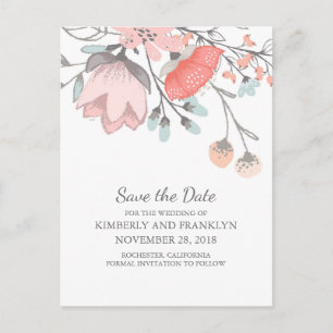 Rustic Floral Save the Date Aankondigingskaart