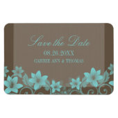 Rustic Floral Save the Date Magnet, Aqua Magneet (Horizontaal)