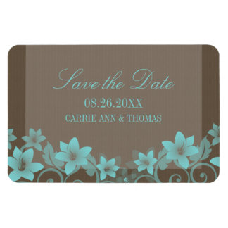 Rustic Floral Save the Date Magnet, Aqua Magneet