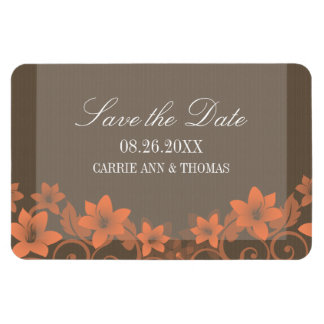 Rustic Floral Save the Date Magnet, Coral Magneet